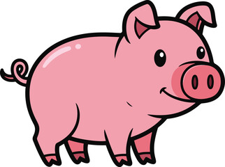  A charming illustration of a pink pig, rendered in pixel art style. The pig is depicted in a playful, cartoonish manner against a white background.