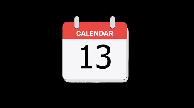 Calendar Date Thirteen Reminder Schedule Event Day Time Planning animation.