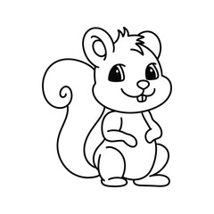Hand drawn autumn squirrel cartoon lineart vector illustration
