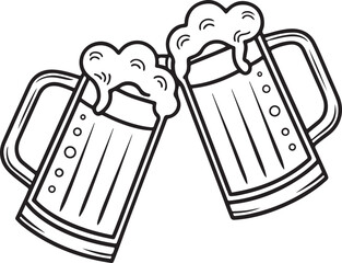 Beer Mugs Cheers Illustration – Toasting Glasses with Foam and Splash Vector Design