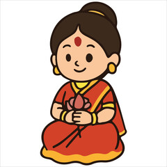 Durga Puja Kumari Puja Girl Illustration 