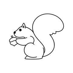 Obraz premium Playful squirrel illustration in autumn hand drawn cartoon lineart style
