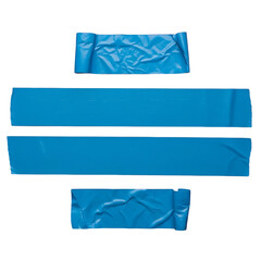 Blue Painter s Tape Collection Realistic Masking Tape Strips Torn Edges Texture Detail Surface on transparent background