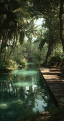 Tranquil pool, lush jungle