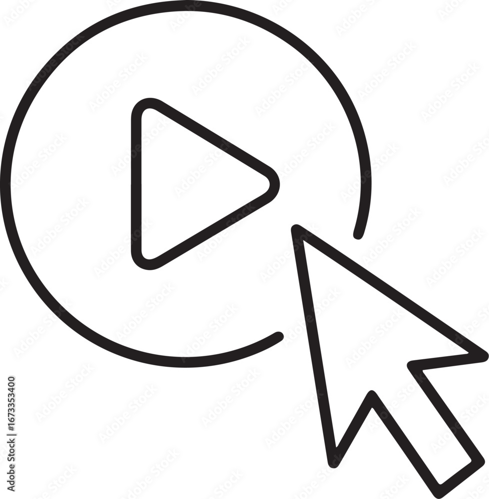 Poster cursor clicking on a play button icon for video or audio playback
