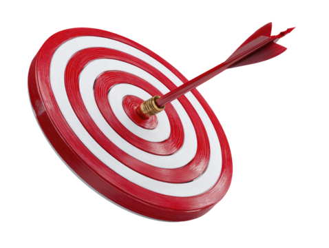 A red target with a red arrow in the center