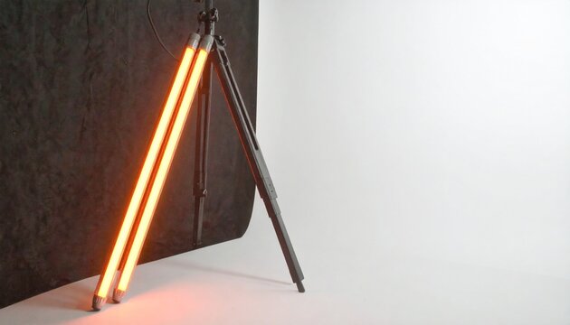 A curved red laser beam arcs elegantly from the bottom left to the top right, creating a slight reflection and glow. The beam is centered in the frame, with a black-to-transparent gradient background 