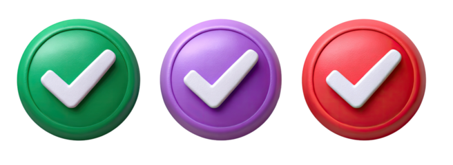 Three colored checkmark icons