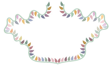 Decorative Cloud-Shaped Frame with Pastel Leaf Accents, Blank Center for Text or Design, heart shaped frame