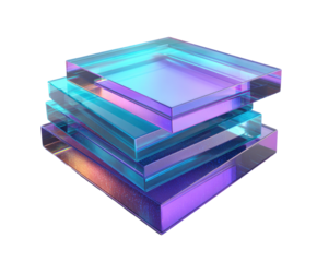 Stacked iridescent glass squares (1)
