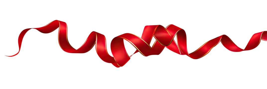 Red ribbon swirls on black background