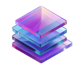 Stacked iridescent glass squares (2)