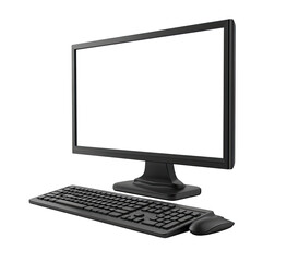 Fototapeta premium Computer monitor, keyboard, and mouse