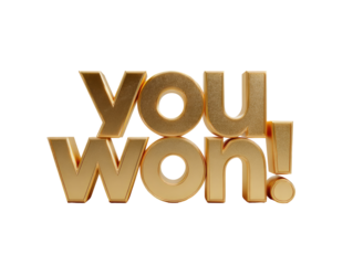 Gold 3D text You Won!
