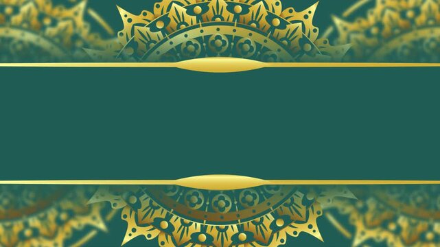 Islamic ornament green background video with arabic style and mandala flower circle animation for ramadan kareem, eid mubarak and islamic background