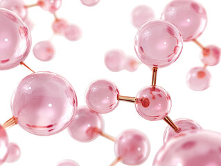 Pink molecules on black background