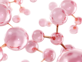 Pink molecules on black background
