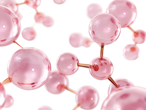 Pink molecules on black background
