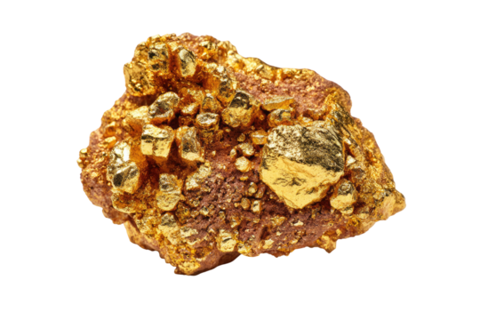 Gold nugget cluster on dark background