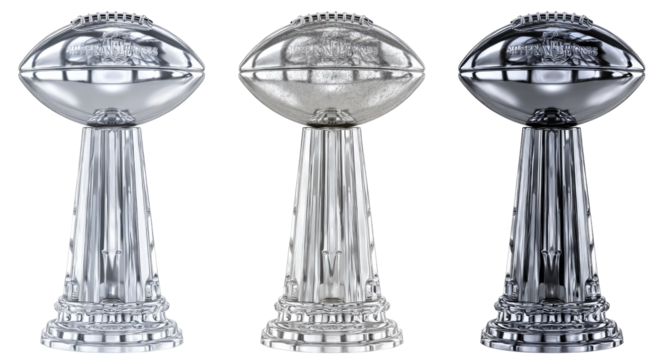 Three variations of a silver trophy