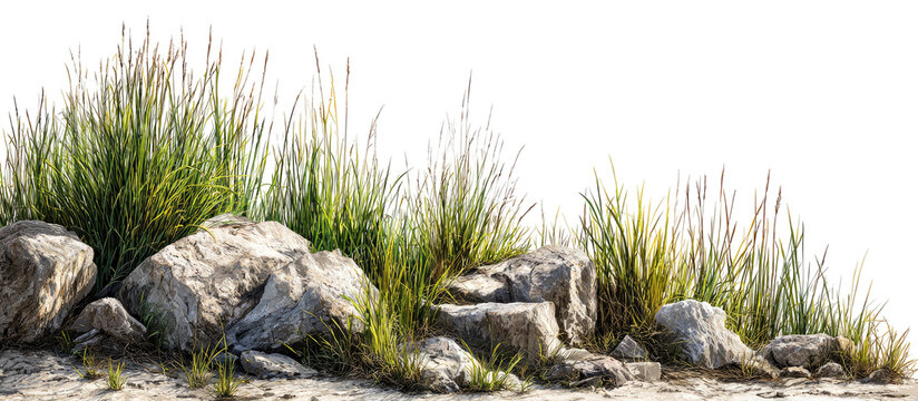 Rocky outcrop with tall grasses