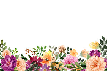Watercolor flowers background vector for design.