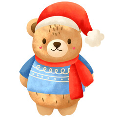 christmas teddy bear with santa hat