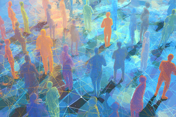 Naklejka premium Global network connecting diverse people digital illustration abstract art