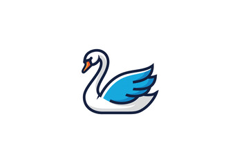 Fototapeta premium Elegant swan logo design with blue wings symbolizing grace and sophistication for brands