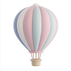 air balloon pastel color for holiday trip theme, isolated white