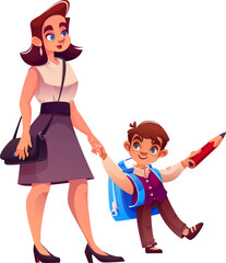 Mom Take Boy to School