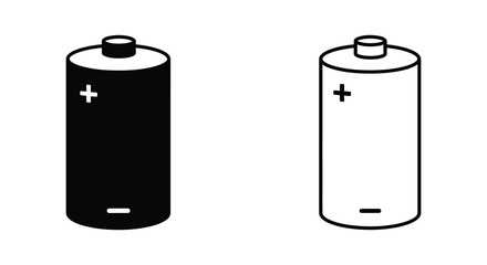 Black and white battery icons with positive and negative terminals