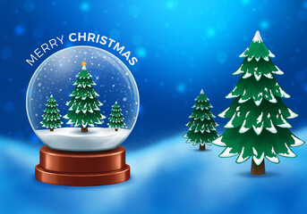 Christmas Tree Bakground, Snow Globe,