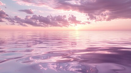 Fototapeta premium Tranquil Sunset Over Calm Waters with Soft Pastel Hues and Clouds
