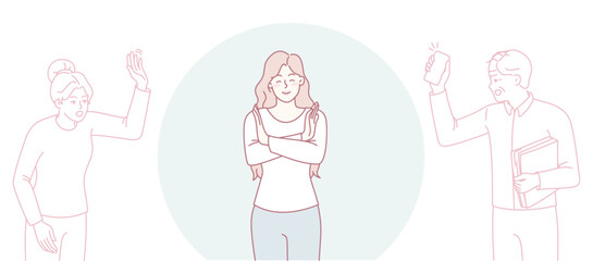 A woman finds herself standing in the middle of two close friends, illustrating a moment of tense decisionmaking