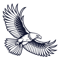 Vector art of majestic eagle in flight with spread wings