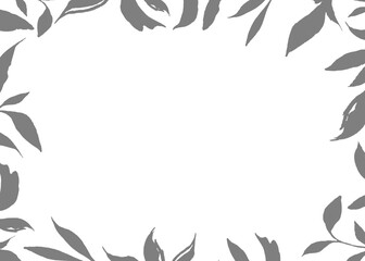 Elegant Gray Botanical Leaf Frame with Transparent Background