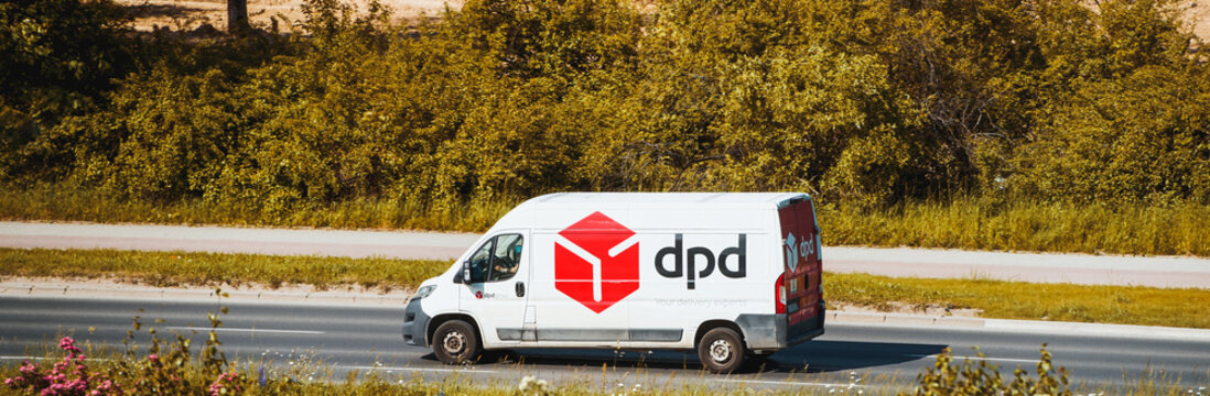 DPD delivery truck on rural motorway Poland, Europe 26.05.2025