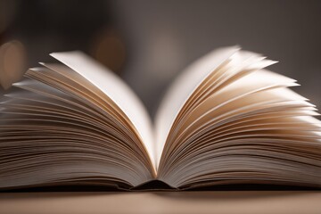 Fototapeta premium Open book, pages spread wide, soft light