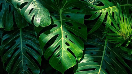 Tropical Jungle Border with Monstera Plants