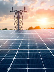 Solar panel, photovoltaic, alternative electricity source - concept of sustainable resources. Beautiful simple AI generated image in 4K, unique.