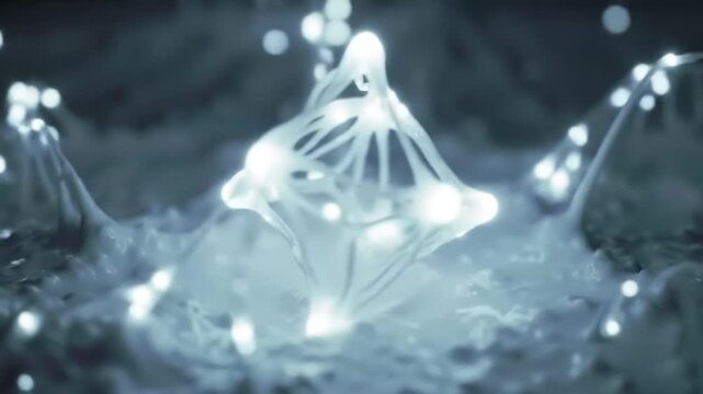 Glowing White Network Structure on Textured Surface