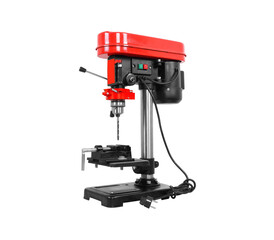 Powerful Bench Drill in Focus: A detailed shot of a sturdy bench drill, showcasing its power and precision. Perfect for projects requiring accurate drilling.
