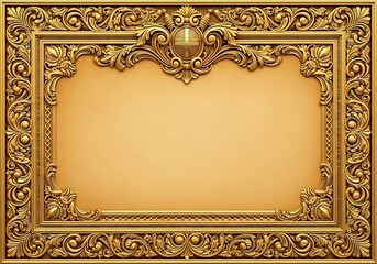 This design features intricate, elaborate gold scrollwork and classical motifs, reminiscent of baroque or rococo artistry