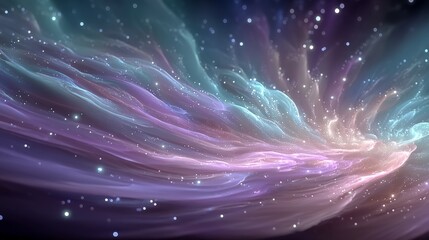 Abstract colorful nebula in deep space with glowing stars and cosmic dust clouds