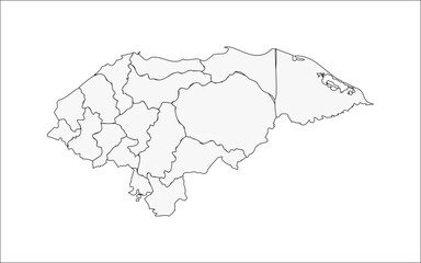 Honduras country map with regions on white background