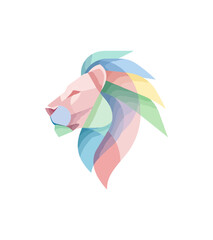 Naklejka premium Colorful abstract lion head graphic design