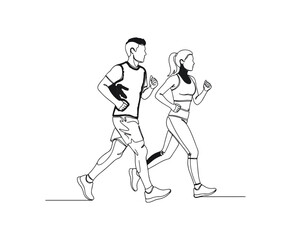 Fototapeta premium Couple running illustration