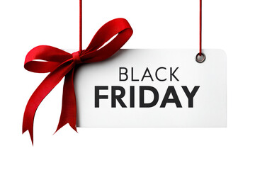 Black Friday sale tag with red ribbon