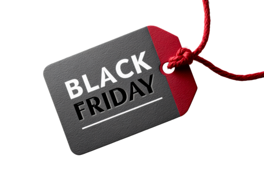 Black Friday sale tag with transparent background